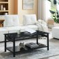 Lift and Lift Coffee Table with Hidden Dividers and Storage Shelves, Lift and Lift Tempered Glass