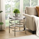 Modern Round End Table with Sintered Stone Top, Chrome/ Silver End Table for Living Room Modern Round End Table with Sintered Stone Top, Chrome/ Silver End Table for Living Room