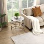 Modern Round End Table with Sintered Stone Top, Chrome/ Silver End Table for Living Room