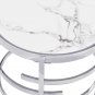 Modern Round End Table with Sintered Stone Top, Chrome/ Silver End Table for Living Room