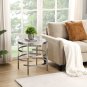 Modern Round End Table with Sintered Stone Top, Chrome/ Silver End Table for Living Room