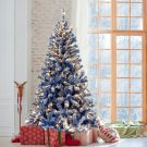 6FT Pre-Lit Hinged Artificial Fir ChristmasTree, Xmas Tree Snow Flocked Artificial Holiday Christmas