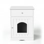Wooden Pet House Cat Litter Box Enclosure with Drawer, Side Table, Indoor Pet Crate, Cat Home