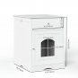 Wooden Pet House Cat Litter Box Enclosure with Drawer, Side Table, Indoor Pet Crate, Cat Home