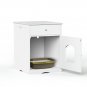 Wooden Pet House Cat Litter Box Enclosure with Drawer, Side Table, Indoor Pet Crate, Cat Home