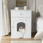 Wooden Pet House Cat Litter Box Enclosure with Drawer, Side Table, Indoor Pet Crate, Cat Home