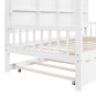 Wooden Twin Size House Bed with Trundle,Kids Bed with Shelf, White