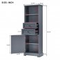 Bathroom Storage Cabinet, Tall Storage Cabinet with Two Drawers, Open Storage, Adjustable Shelf