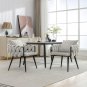 Beige Modern Velvet Dining Chairs Set of 2 Hand Weaving Accent Chairs Living Room Chairs