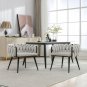 Beige Modern Velvet Dining Chairs Set of 2 Hand Weaving Accent Chairs Living Room Chairs