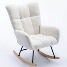 Rocking Chair with Pocket, Soft Teddy Fabric Rocking Chair for Nursery, Comfy Wingback Glider Rocker Rocking Chair with Pocket, Soft Teddy Fabric Rocking Chair for Nursery, Comfy Wingback Glider Rocker