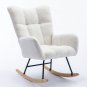 Rocking Chair with Pocket, Soft Teddy Fabric Rocking Chair for Nursery, Comfy Wingback Glider Rocker