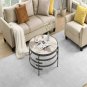 32.48'' Round Coffee Table With Sintered Stone Top&Sturdy Metal Frame, Modern Coffee Table