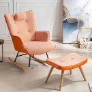 35.5 inch Rocking Chair, Soft Houndstooth Fabric Leather Fabric Rocking Chair for Nursery Comfy 35.5 inch Rocking Chair, Soft Houndstooth Fabric Leather Fabric Rocking Chair for Nursery Comfy