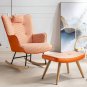 35.5 inch Rocking Chair, Soft Houndstooth Fabric Leather Fabric Rocking Chair for Nursery Comfy