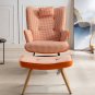 35.5 inch Rocking Chair, Soft Houndstooth Fabric Leather Fabric Rocking Chair for Nursery Comfy