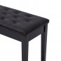 Piano Bench with Padded Cushion and Music Book Storage Compartment, Duet Wooden Seat