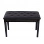 Piano Bench with Padded Cushion and Music Book Storage Compartment, Duet Wooden Seat