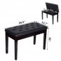 Piano Bench with Padded Cushion and Music Book Storage Compartment, Duet Wooden Seat