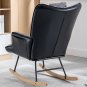35.5 inch Rocking Chair, Soft Houndstooth Fabric Leather Fabric Rocking Chair for Nursery, Comfy