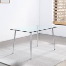 Modern Minimalist Rectangular Glass Dining Table for 4-6 with 0.31" Tempered Glass Tabletop Modern Minimalist Rectangular Glass Dining Table for 4-6 with 0.31" Tempered Glass Tabletop