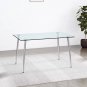 Modern Minimalist Rectangular Glass Dining Table for 4-6 with 0.31" Tempered Glass Tabletop