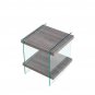 17.72" Sleek and Sturdy Tempered Glass Leg Side Table with Dual MDF Shelves Modern nightstand