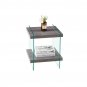 17.72" Sleek and Sturdy Tempered Glass Leg Side Table with Dual MDF Shelves Modern nightstand