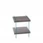 17.72" Sleek and Sturdy Tempered Glass Leg Side Table with Dual MDF Shelves Modern nightstand