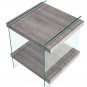 17.72" Sleek and Sturdy Tempered Glass Leg Side Table with Dual MDF Shelves Modern nightstand