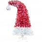 6FT Hinged Fir Artificial Fir Bent Top Christmas Tree, Xmas Tree Bendable Santa Hat Style Christmas