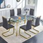 Modern minimalist style rectangular glass dining table with tempered glass tabletop