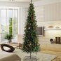 Artificial Slim Christmas Tree Pre-lit Pencil Feel Real Skinny Fir Tree with Cones and Berries