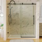 60 in. W x 74 in. H Sliding Frameless Shower Door in Matte Black with 5/16 in. (8 mm) Clear Glass