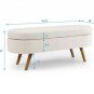 Ottoman Oval Storage Bench, Rubber Wood Legs, Beige (43.5"x16"x16")
