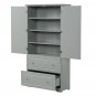 Wide Bathroom Storage Cabinet, Freestanding Storage Cabinet with Two Drawers and Adjustable Shelf