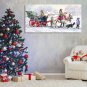 Framed Canvas Wall Art Decor Painting For Chrismas, Kids Riding White Horse Sledge Chrismas Painting