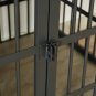 Furniture style dog crate wrought iron frame door with side openings, Grey.