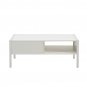 40.16" Rattan Coffee table, sliding door for storage, metal legs, Modern table for living room white