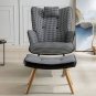 35.5 inch Rocking Chair with Footrest, Soft Houndstooth Fabric Leather Fabric Rocking Chair