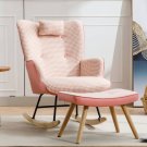 35.5 inch Rocking Chair, Soft Houndstooth Fabric Leather Fabric Rocking Chair for Nursery 35.5 inch Rocking Chair, Soft Houndstooth Fabric Leather Fabric Rocking Chair for Nursery