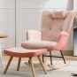 35.5 inch Rocking Chair, Soft Houndstooth Fabric Leather Fabric Rocking Chair for Nursery