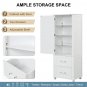 Tall Bathroom Storage Cabinet, Freestanding Storage Cabinet with Two Drawers and Adjustable Shelf