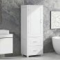 Tall Bathroom Storage Cabinet, Freestanding Storage Cabinet with Two Drawers and Adjustable Shelf