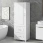 Tall Bathroom Storage Cabinet, Freestanding Storage Cabinet with Two Drawers and Adjustable Shelf