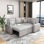 87.4"Sectional Sleeper Sofa with USB Charging Port and Plug Outlet,Pull-Out Sofa Bed with 3 Pillows