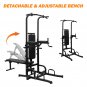 Power Tower with Bench Pull Up Bar Dip Station Adjustable Height Dip Stand Heavy Duty Multi-Function