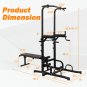 Power Tower with Bench Pull Up Bar Dip Station Adjustable Height Dip Stand Heavy Duty Multi-Function