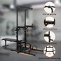 Power Tower with Bench Pull Up Bar Dip Station Adjustable Height Dip Stand Heavy Duty Multi-Function