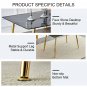 Modern minimalist rectangular black imitation marble dining table, 0.3 inches thick, gold color
